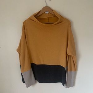 THML Color Block Oversized Fit Cowl/ Turtleneck Yellow, black & Gray Size: L
